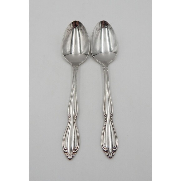 Oneida Strathmore Stainless Teaspoon Dessert Spoon Deluxe Glossy Flatware Set/2 - Picture 2 of 9